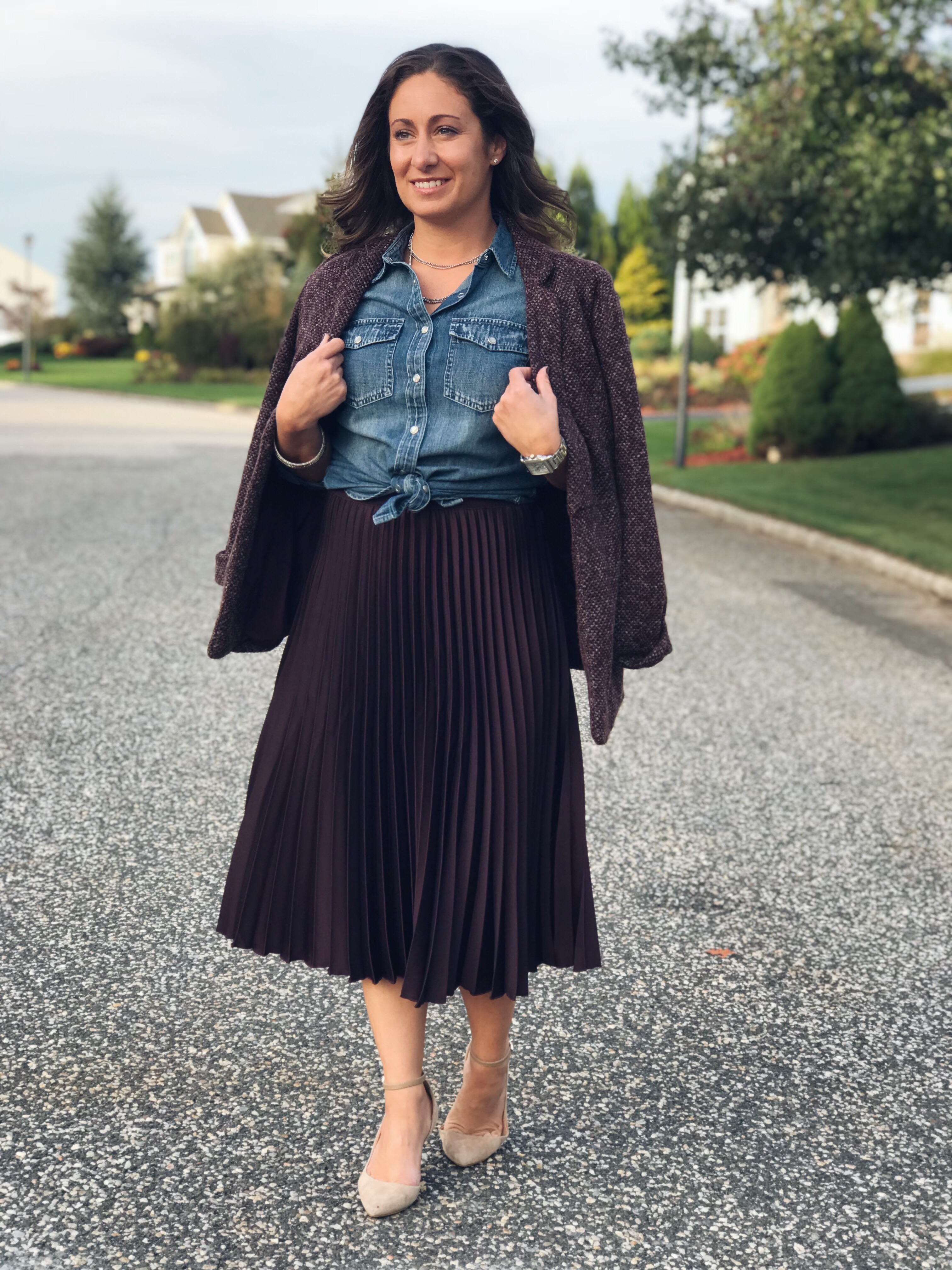 Plus size knife pleated cheap skirt